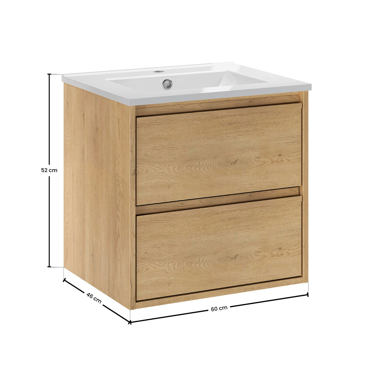 Meuble simple vasque encastrée 50cm Edmé Bois - vue 6