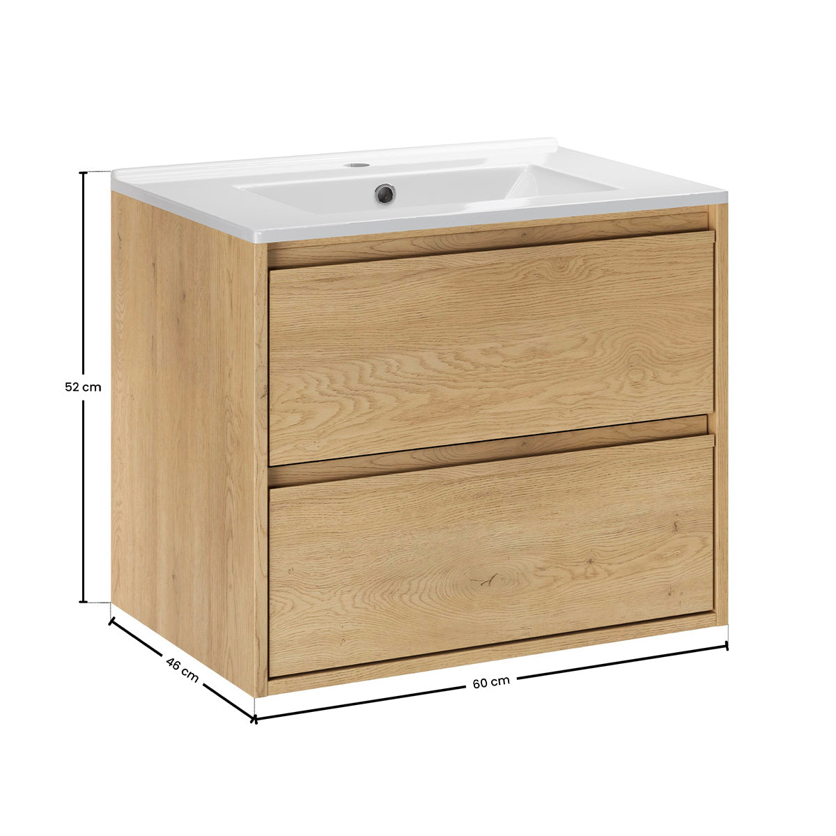 Ensemble meuble simple vasque encastrée 60cm colonne et armoire miroir Edmé Bois - vue 11