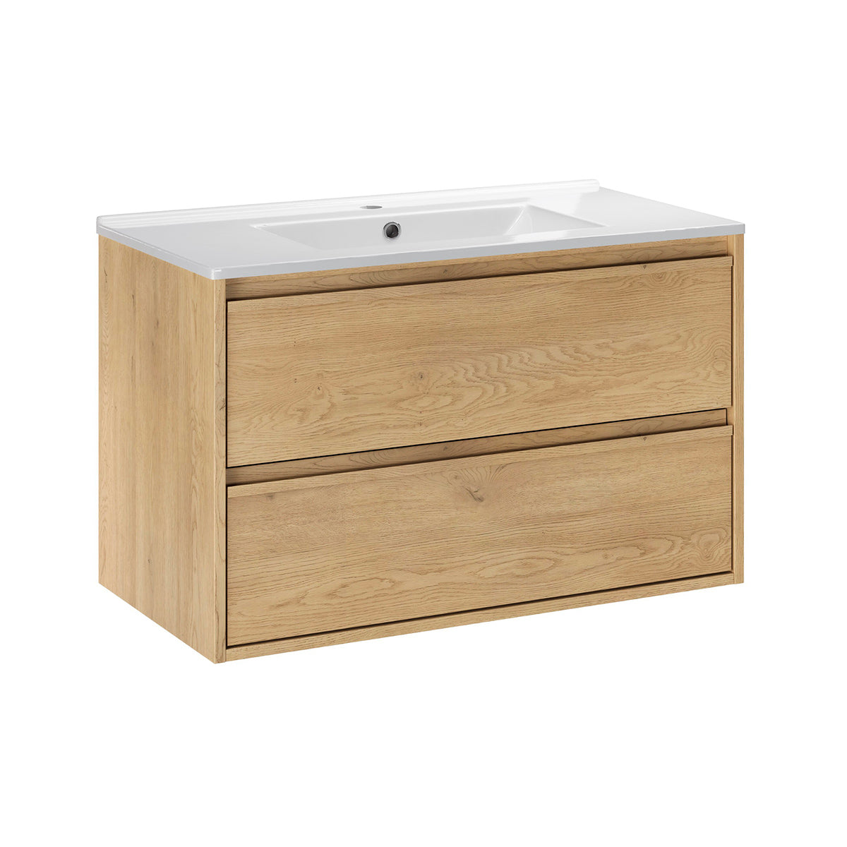 Ensemble meuble simple vasque encastrée 80cm colonne et armoire miroir Edmé Bois - vue 3