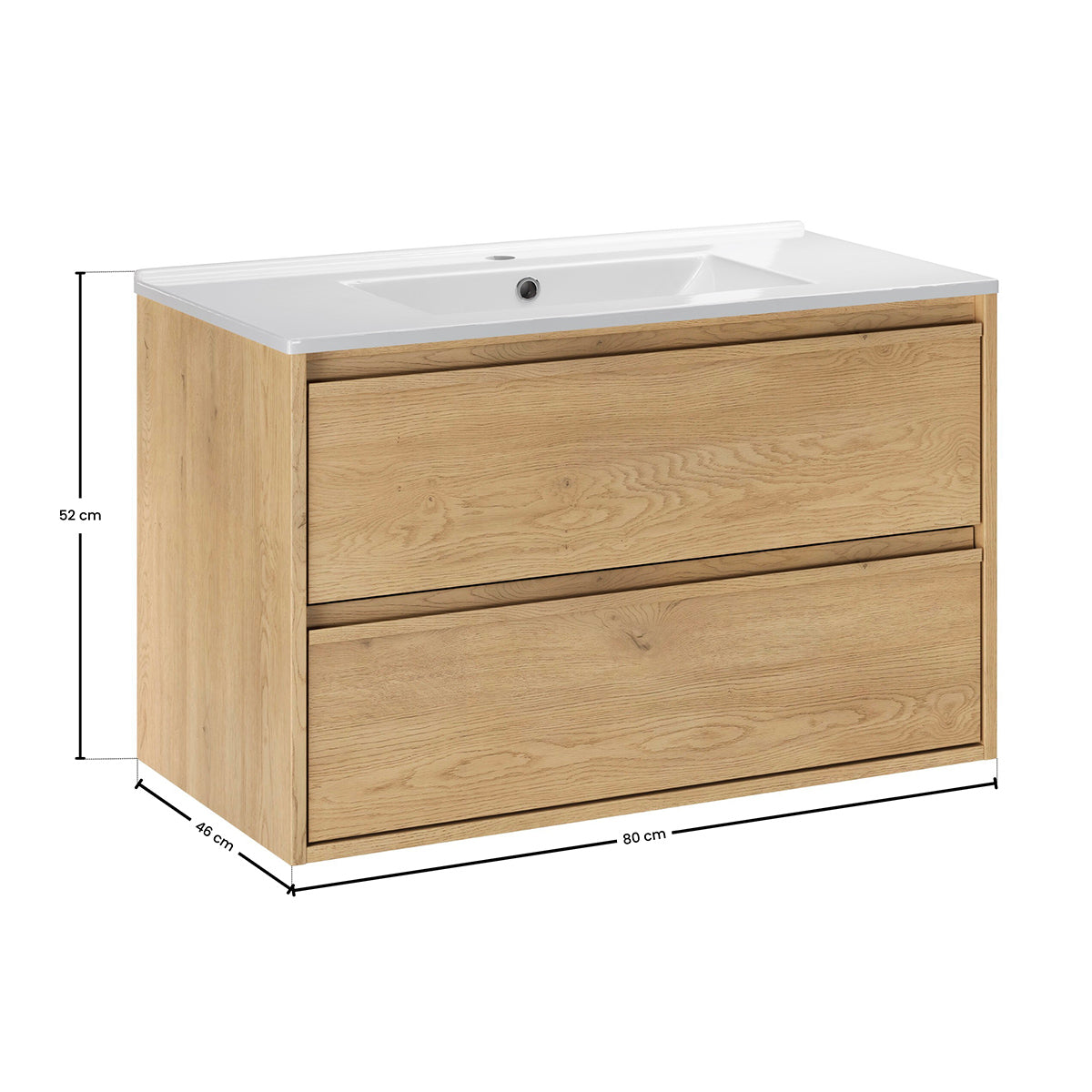Ensemble meuble simple vasque encastrée 80cm colonne et armoire miroir Edmé Bois - vue 11