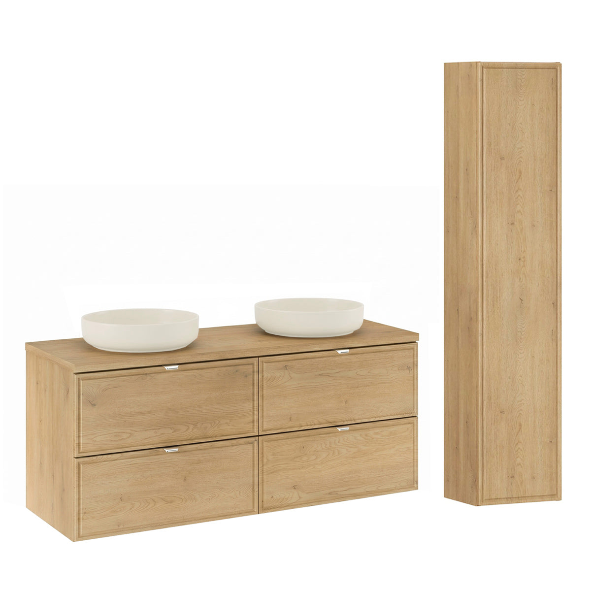 Ensemble meuble double vasque 120cm et colonne Elias Bois - vue 2