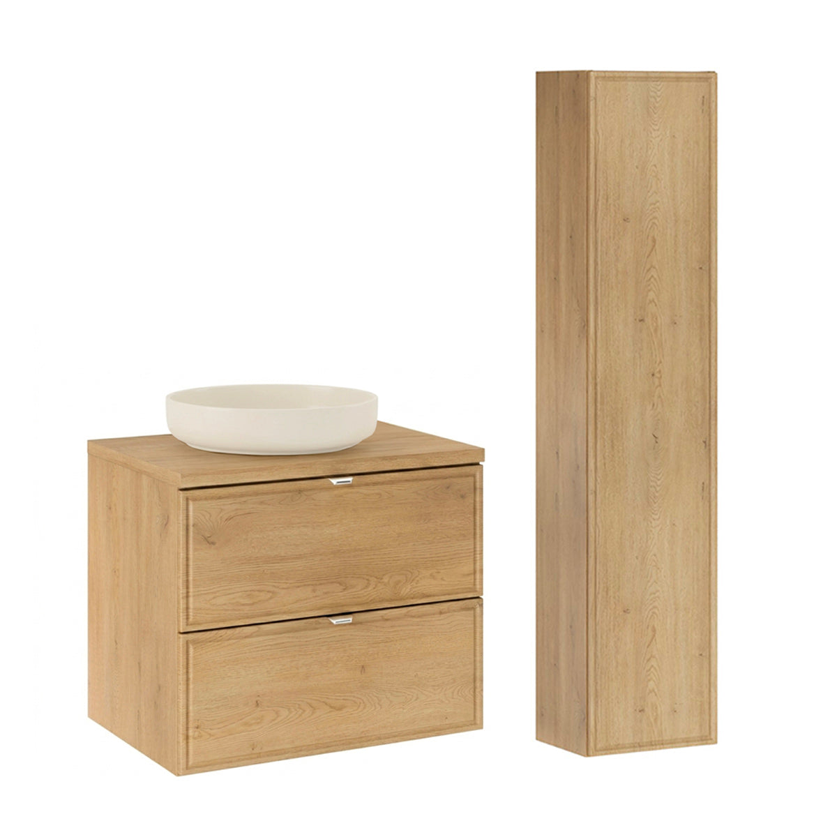 Ensemble meuble simple vasque 60cm et colonne Elias Bois - vue 2