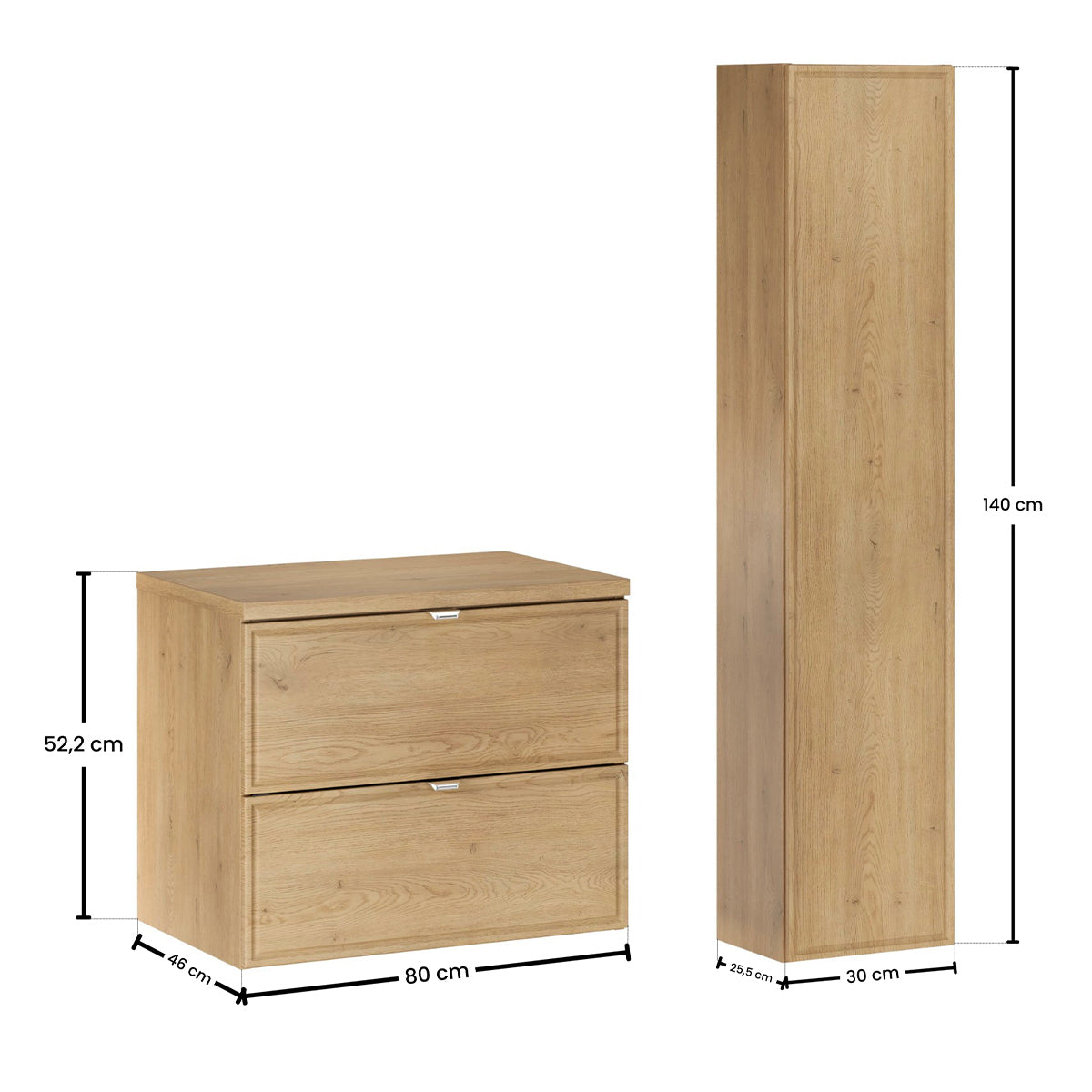 Ensemble meuble simple vasque 60cm et colonne Elias Bois - vue 10