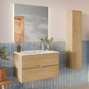 Ensemble meuble simple vasque encastrée 80cm et colonne Elias Bois