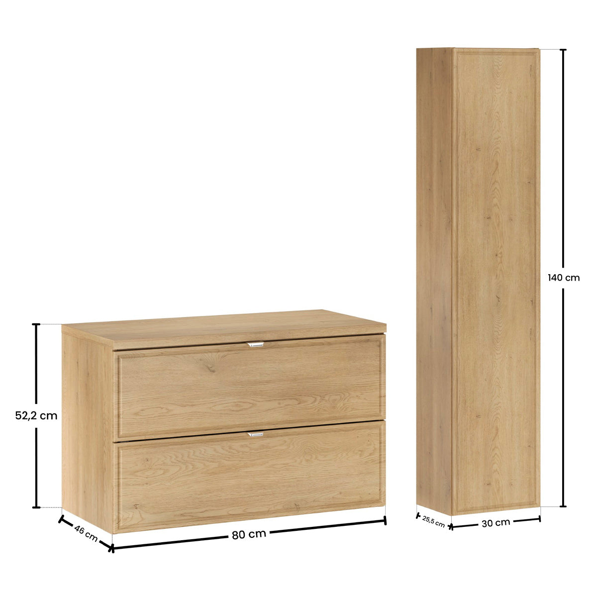 Ensemble meuble simple vasque 80cm et colonne Elias Bois - vue 10