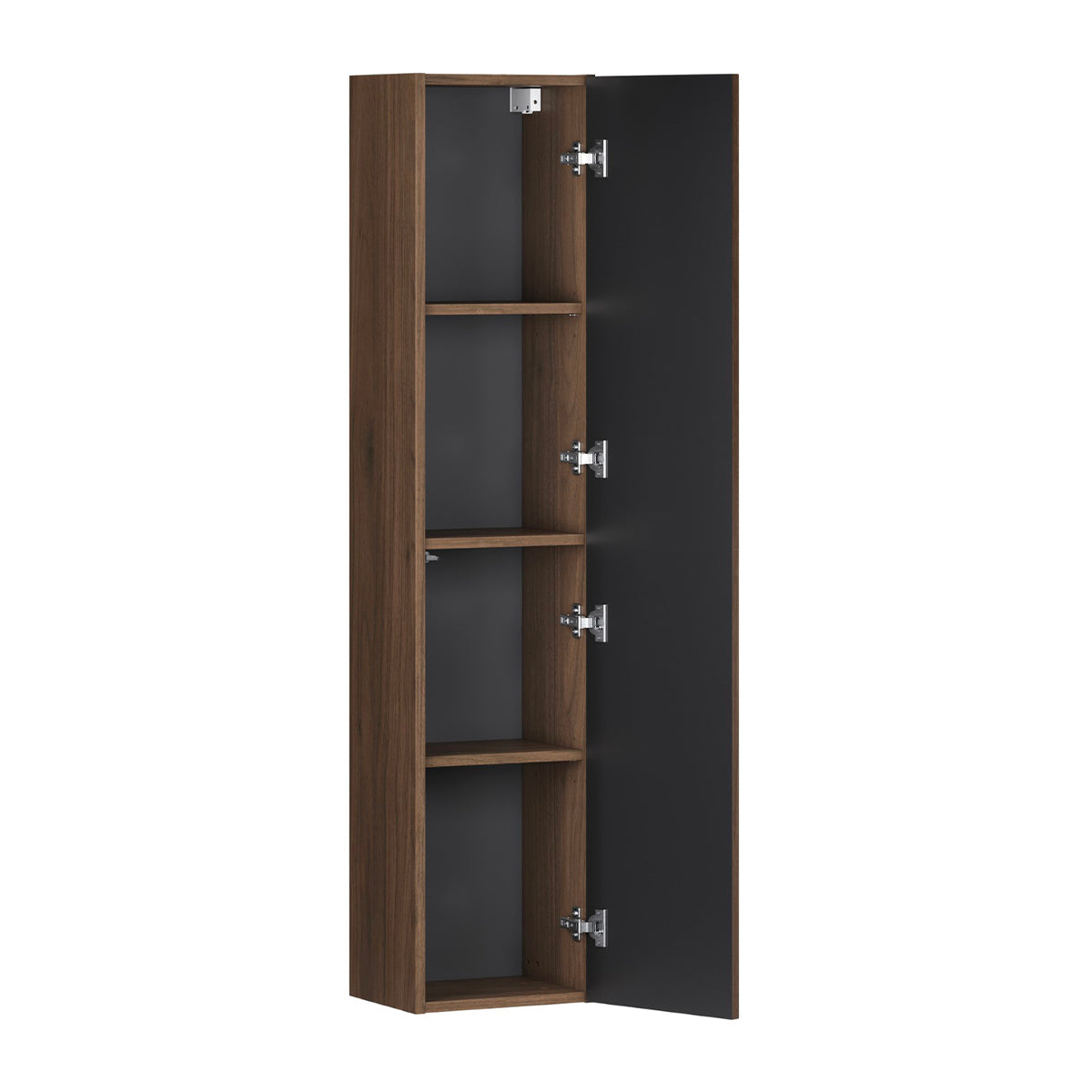 Ensemble meuble simple vasque encastrée 60cm et colonne Elias Bois foncé - Vasque noire - vue 6
