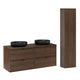 Ensemble meuble double vasque 120cm et colonne Elias Bois foncé