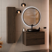 Ensemble meuble simple vasque 80cm et colonne Elias Bois foncé