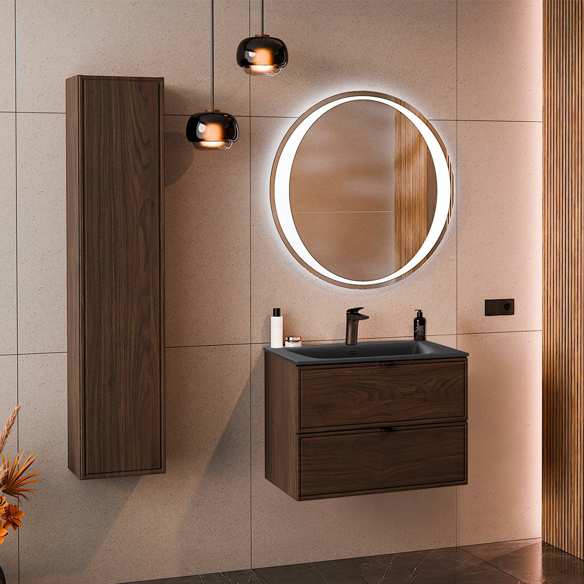 Meuble sous-vasque 60cm Elias Bois foncé