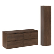 Ensemble meuble sous-vasque 120cm et colonne Elias Bois foncé
