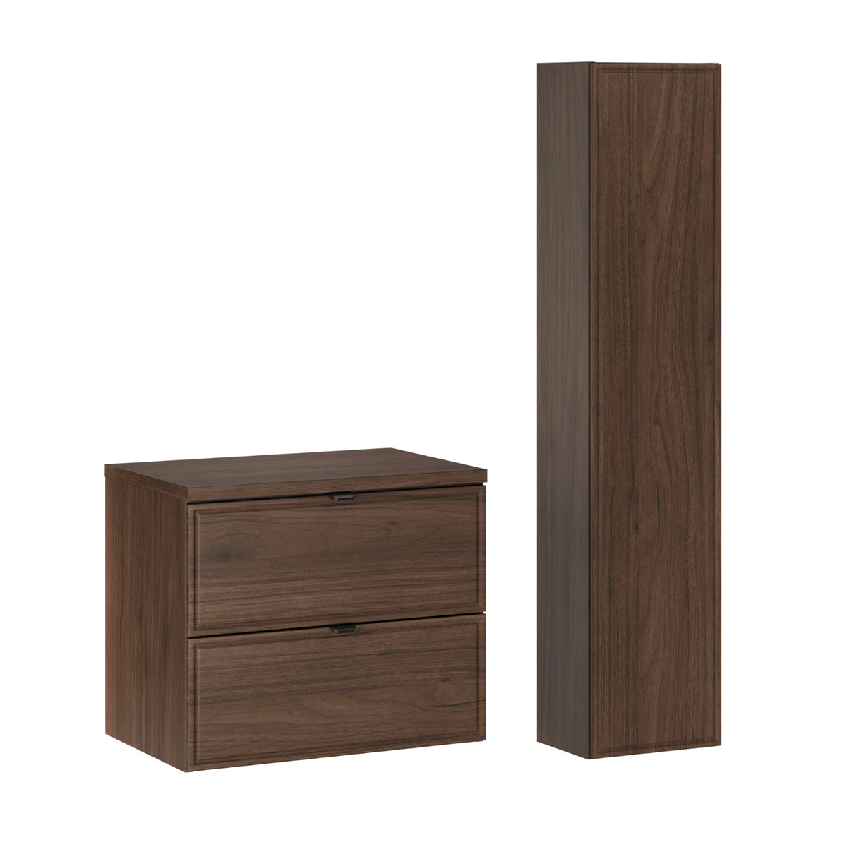 Ensemble meuble sous-vasque 60cm et colonne Elias Bois foncé