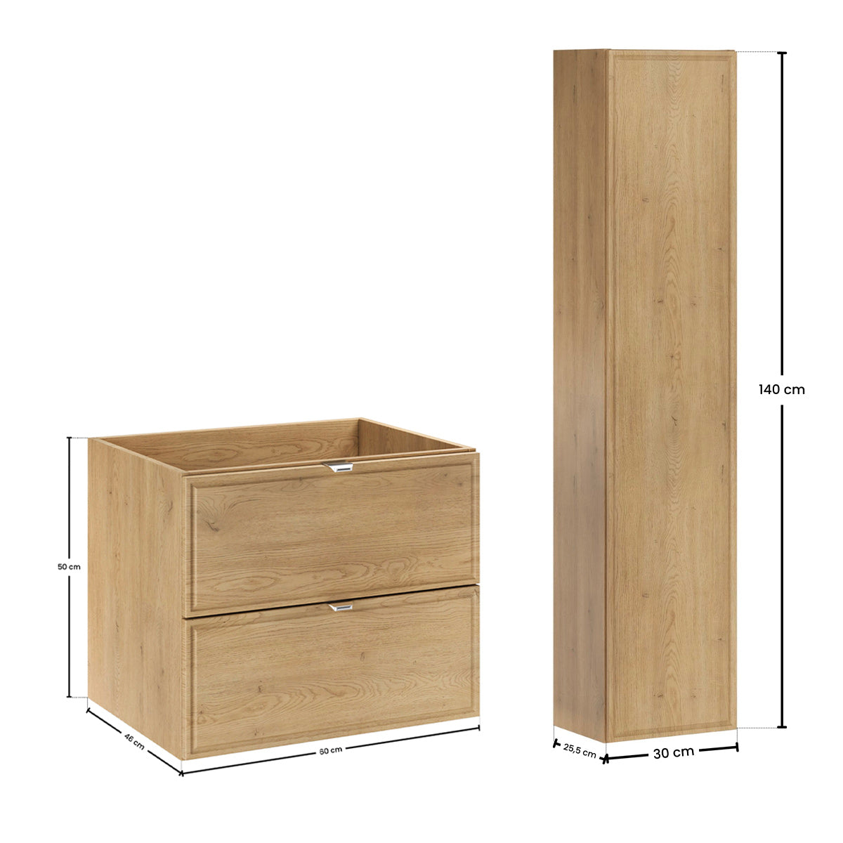Ensemble meuble simple vasque encastrée 60cm et colonne Elias Bois - vue 9