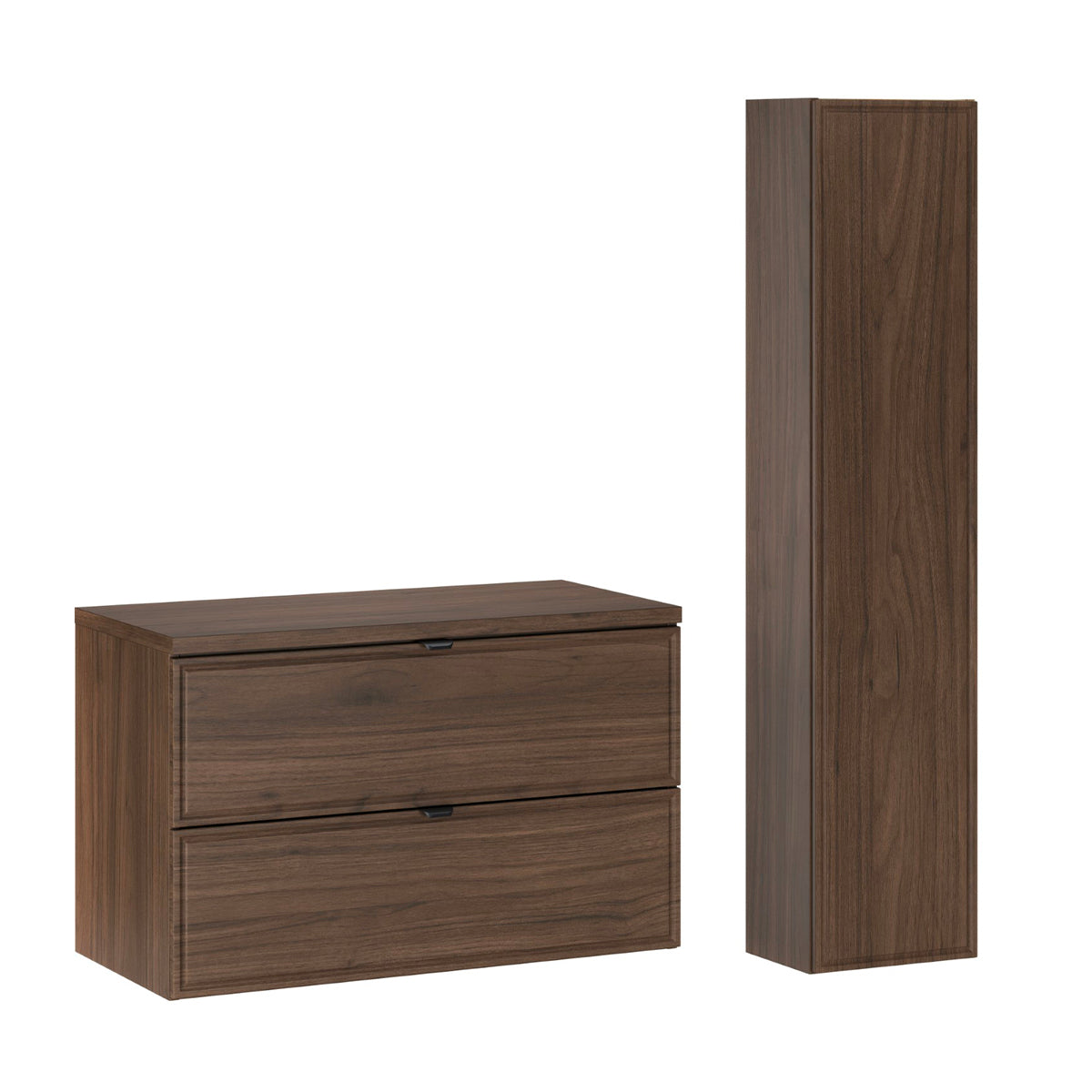 Ensemble meuble sous-vasque 80cm et colonne Elias Bois foncé