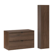 Ensemble meuble sous-vasque 80cm et colonne Elias Bois foncé