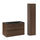 Ensemble meuble simple vasque encastrée 80cm et colonne Elias Bois foncé - Vasque noire