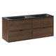 Meuble double vasque encastrée 120cm Elias Bois foncé - Vasque noire