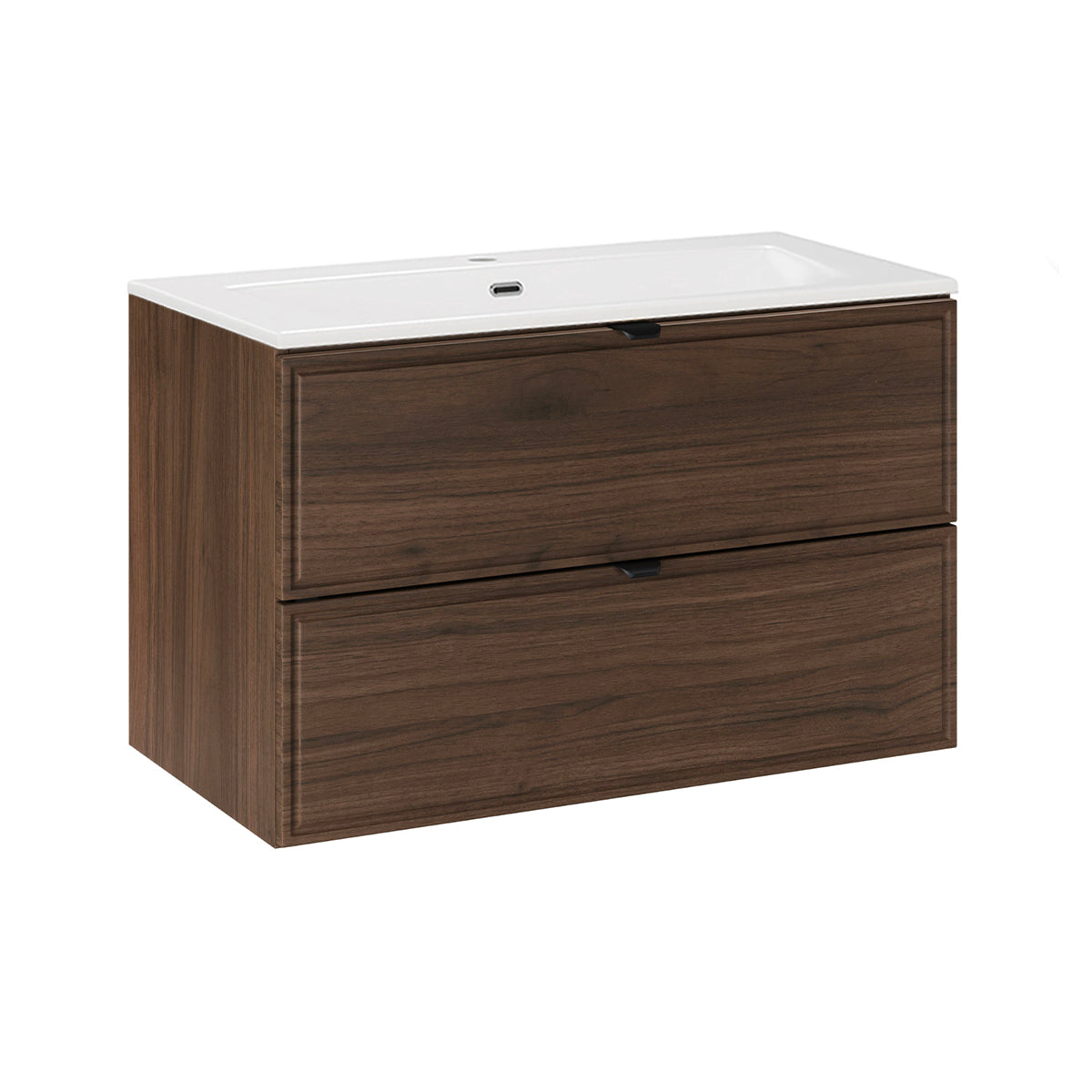 Meuble simple vasque encastrée 80cm Elias Bois foncé