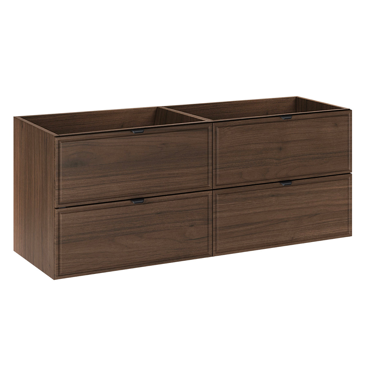 Ensemble meuble double vasque encastrée 120cm et colonne Elias Bois foncé - Vasque noire - vue 3