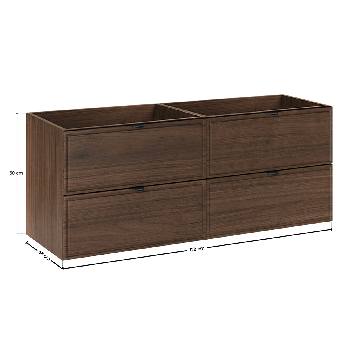 Meuble double vasque encastrée 120cm Elias Bois foncé - Vasque noire - vue 6