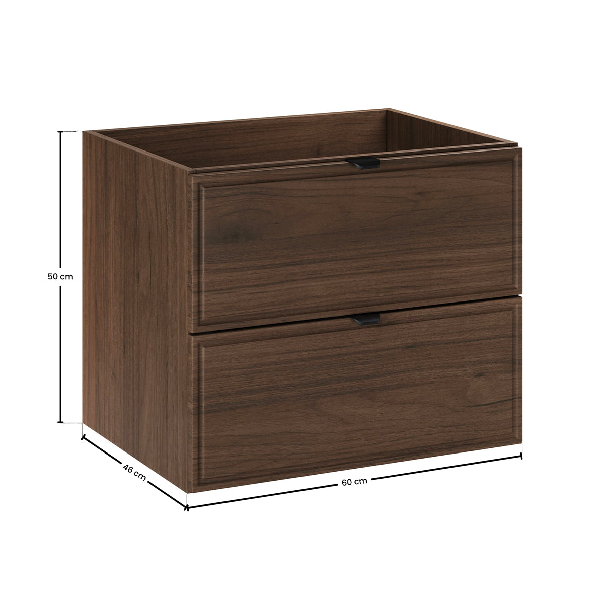 Meuble simple vasque encastrée 60cm Elias Bois foncé - Vasque noire - vue 7