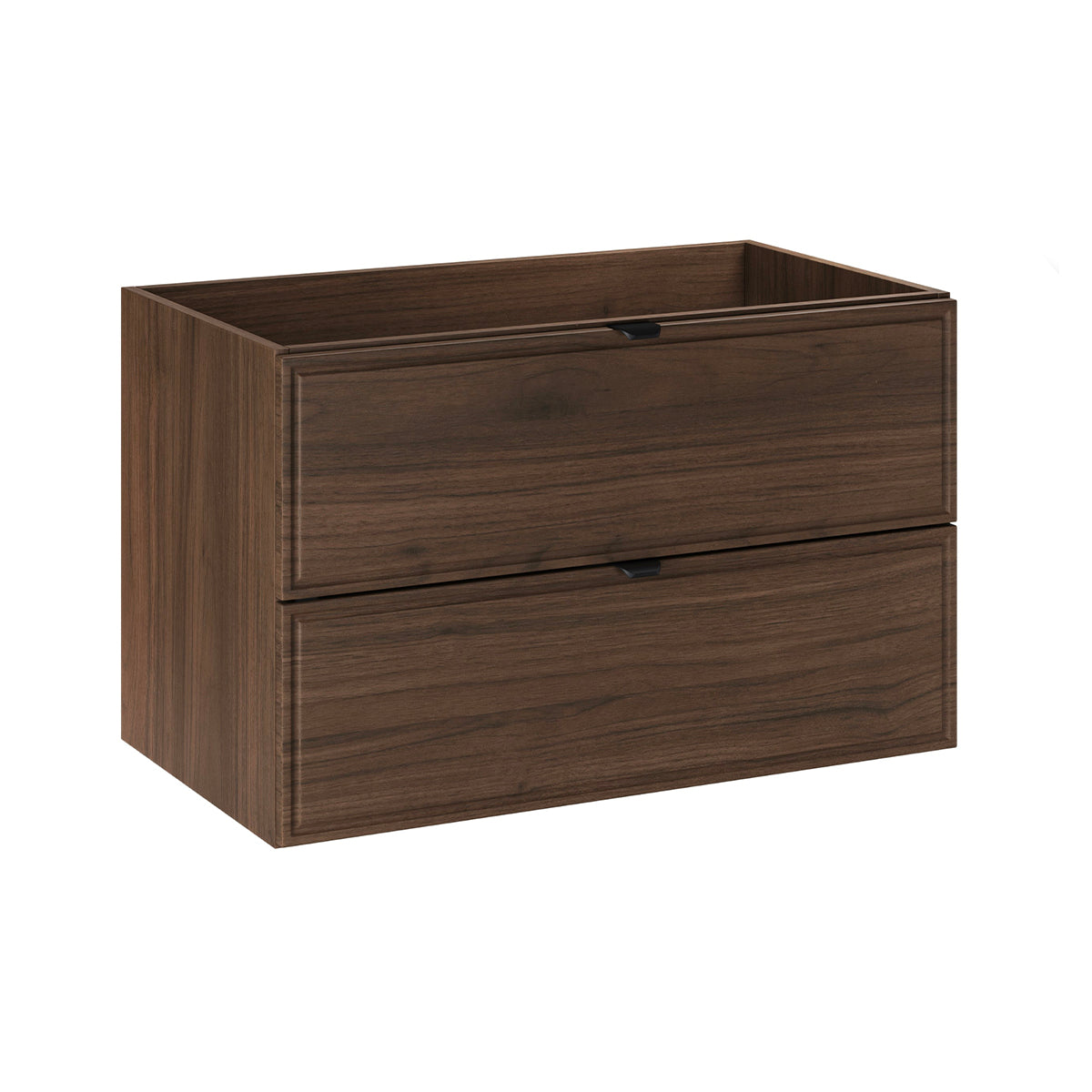 Meuble simple vasque encastrée 80cm Elias Bois foncé - Vasque noire - vue 2