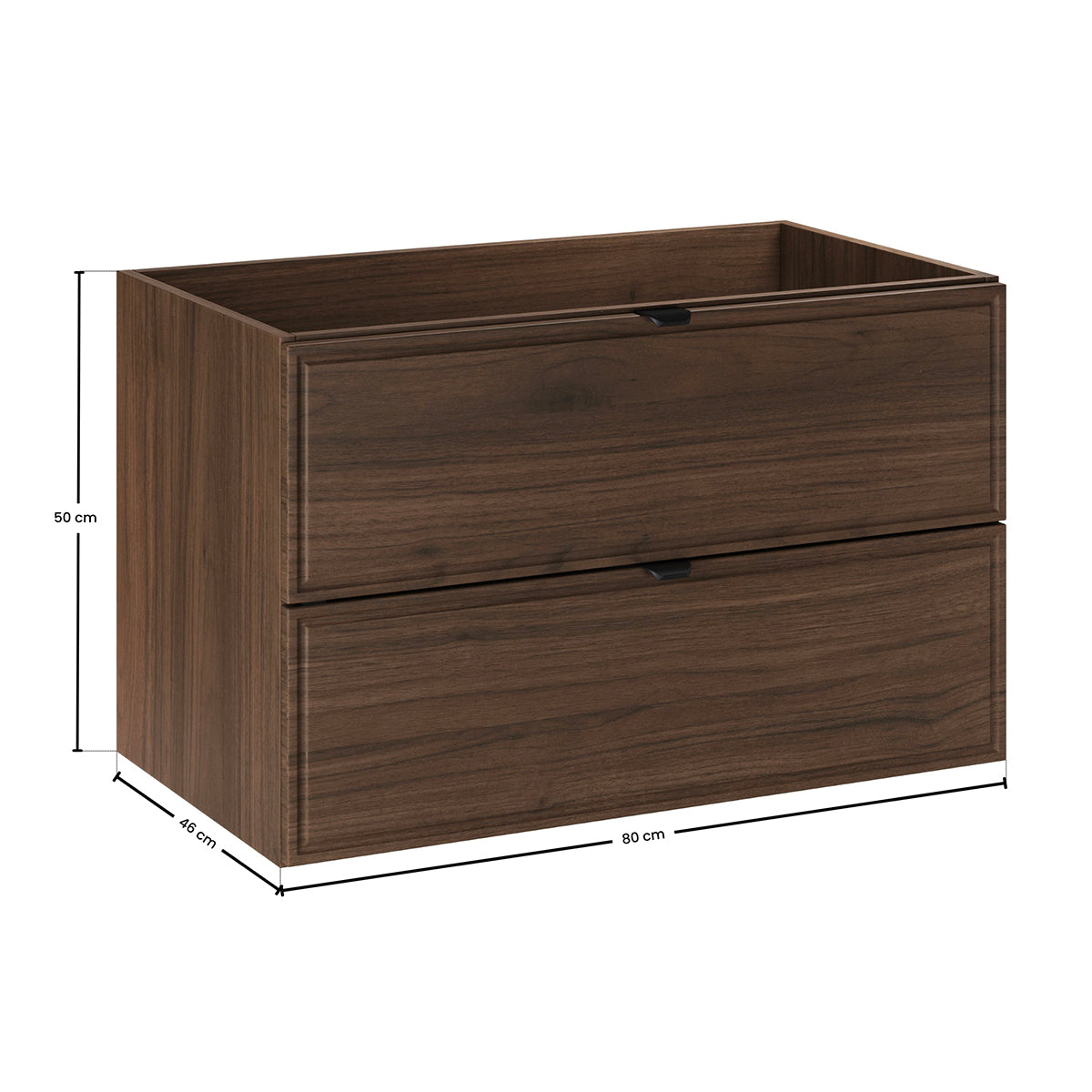 Meuble simple vasque encastrée 80cm Elias Bois foncé - Vasque noire - vue 8