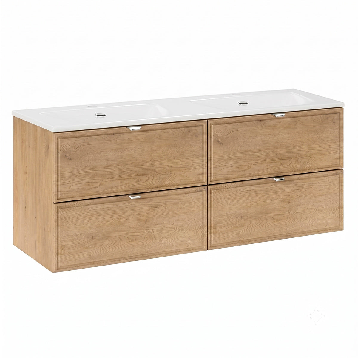Ensemble meuble double vasque encastrée 120cm et colonne Elias Bois - vue 3