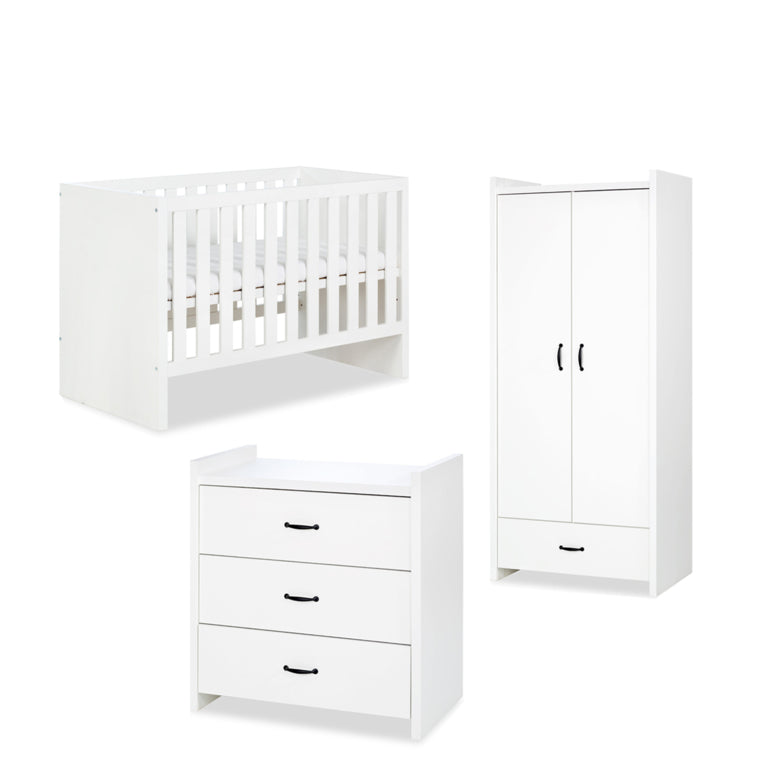 Chambre complète Lit bébé - commode - Armoire LittleSky by Klups Amelia White Blanc - vue 2