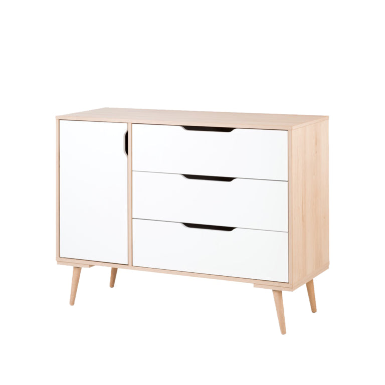 Lit bébé et Commode à langer LittleSky by Klups Sofie Hêtre et Blanc - vue 3