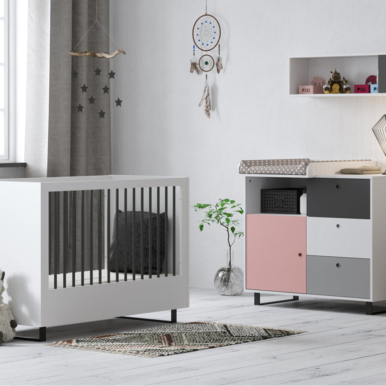 Commode 3 tiroirs Vox Concept Rose - vue 2