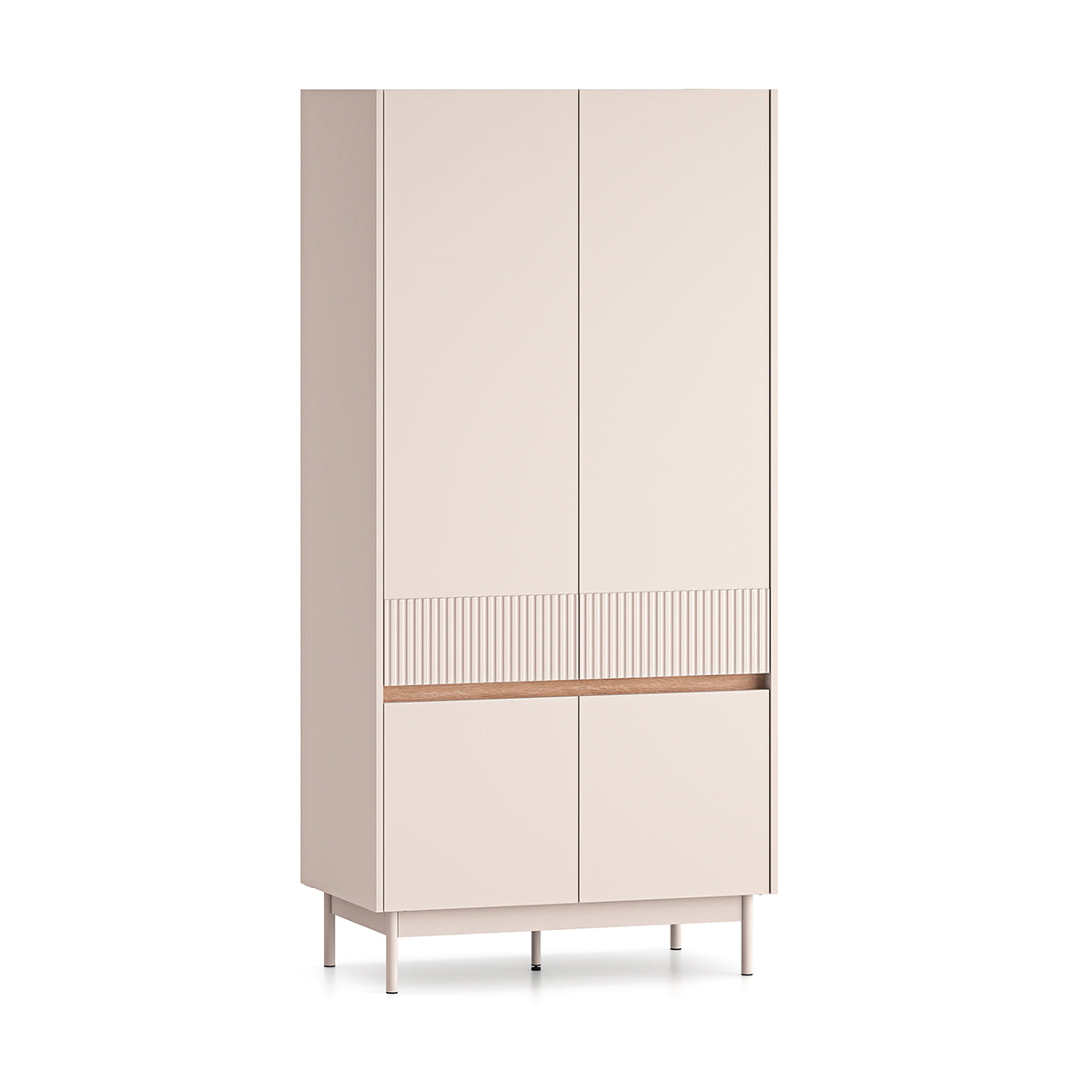 Armoire 4 portes Connie Cachemire et Bois