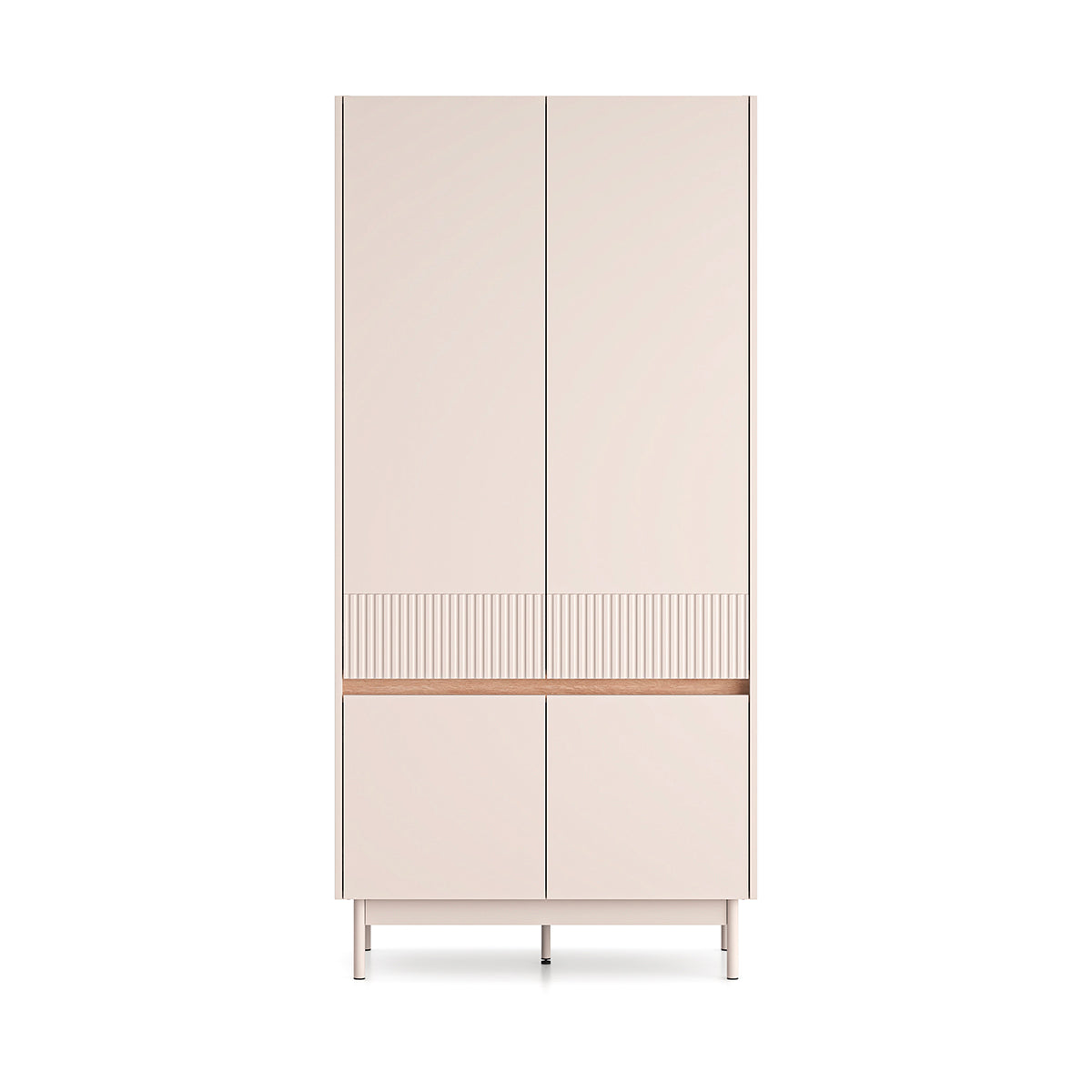 Armoire 4 portes Connie Cachemire et Bois - vue 2