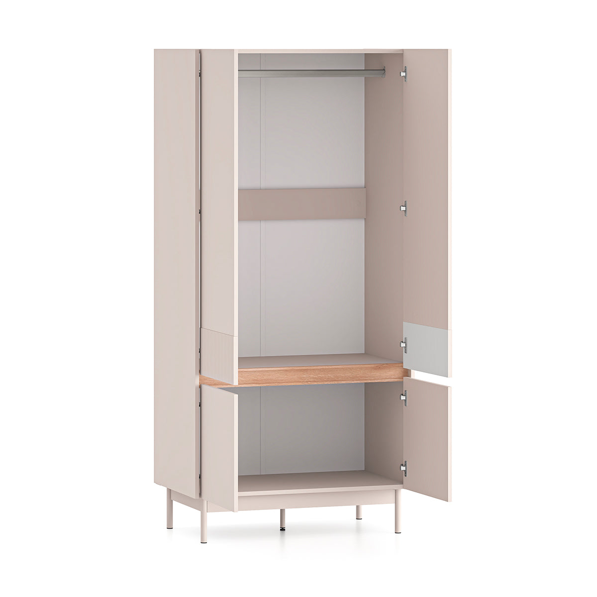 Armoire 4 portes Connie Cachemire et Bois - vue 3