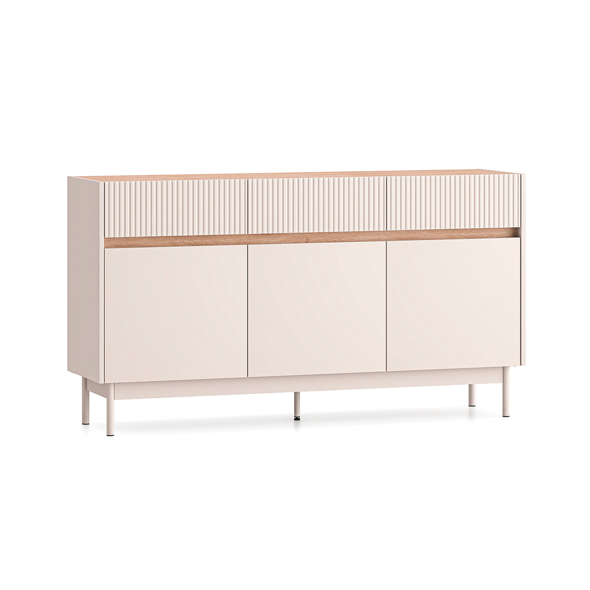 Buffet 3 portes 3 tiroirs Connie Cachemire et Bois