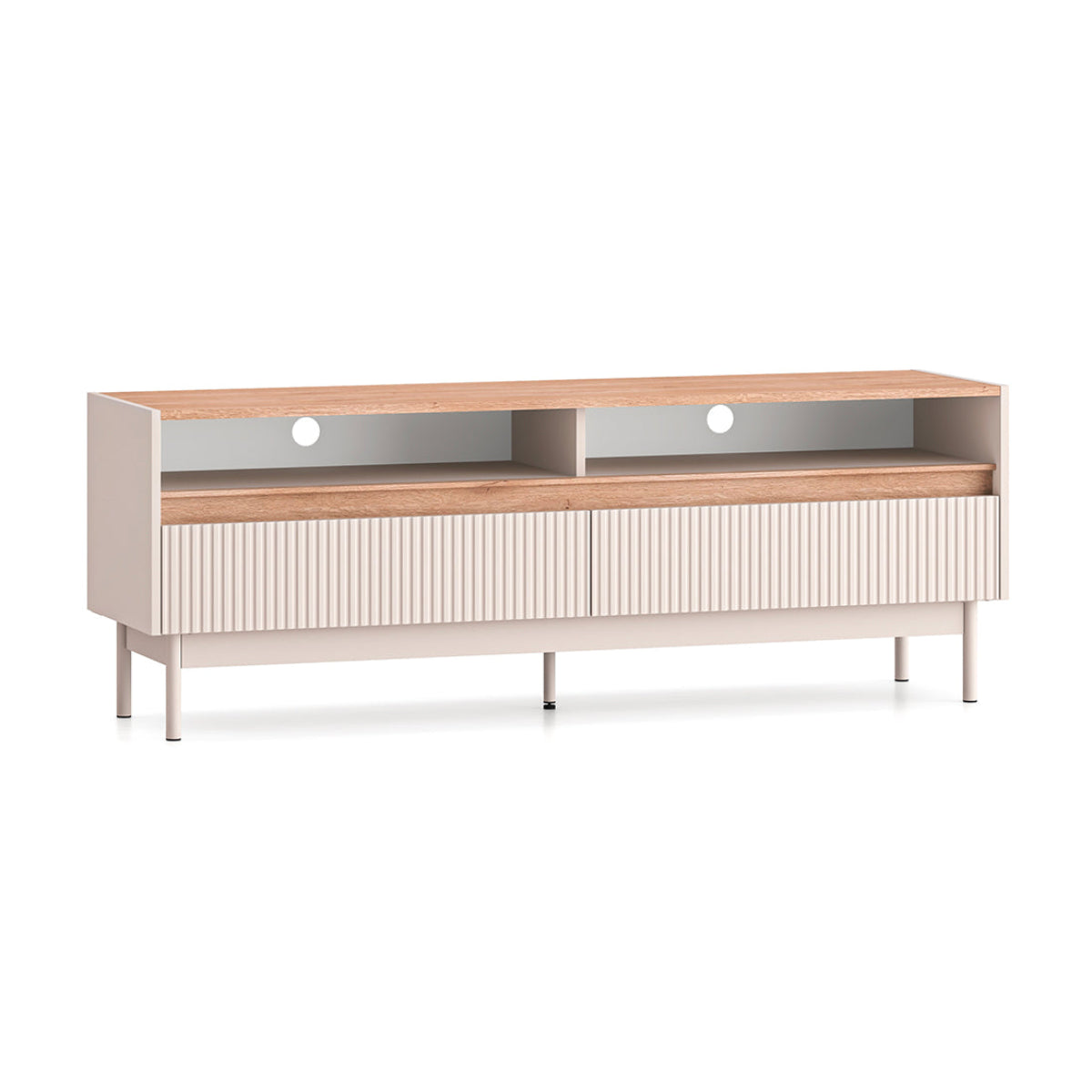 Meuble TV 2 tiroirs 154 cm Connie Cachemire et Bois