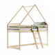 Lit cabane mi-hauteur 90x200 sommier inclus Coraline Bois
