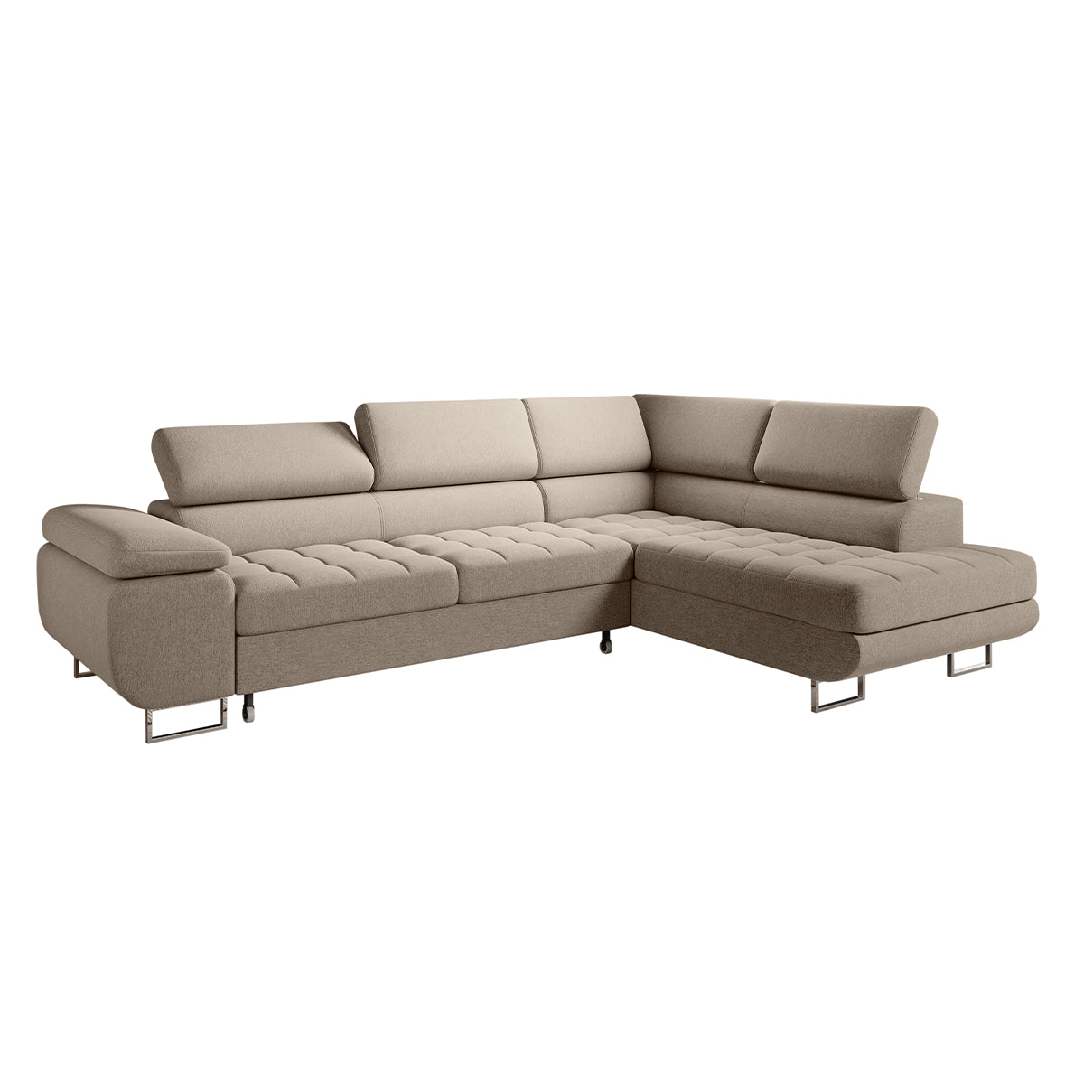 Canapé d'angle convertible droite 4 places Eden Taupe
