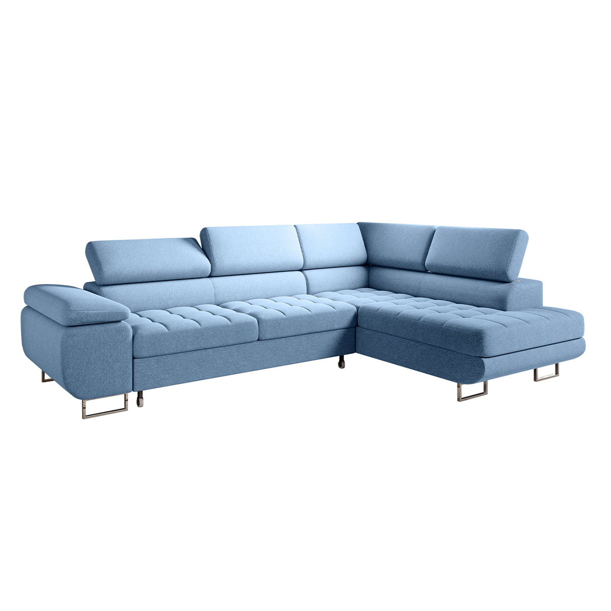 Canapé d'angle convertible droite 4 places Eden Bleu