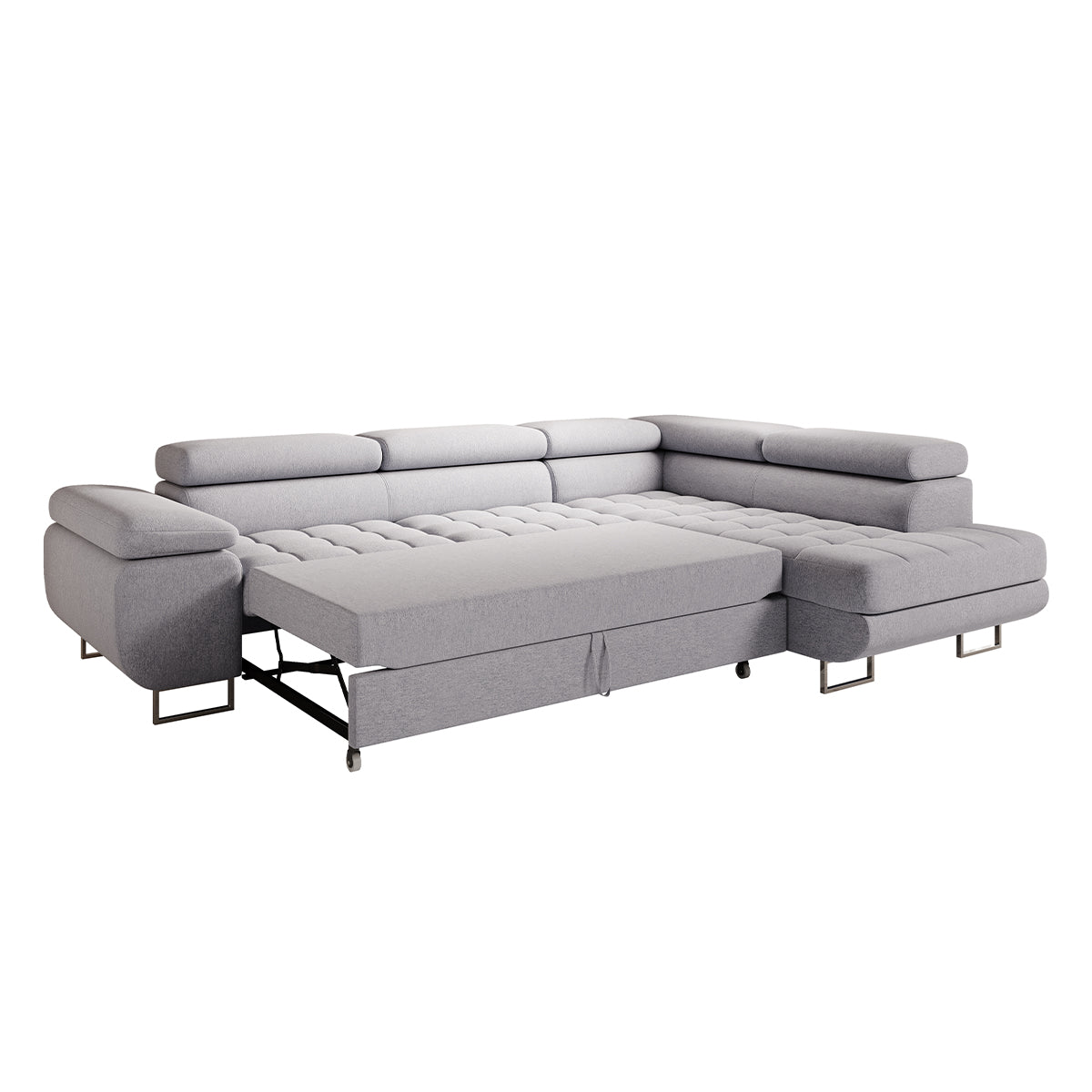 Canapé d'angle convertible droite 4 places Eden Gris - vue 4