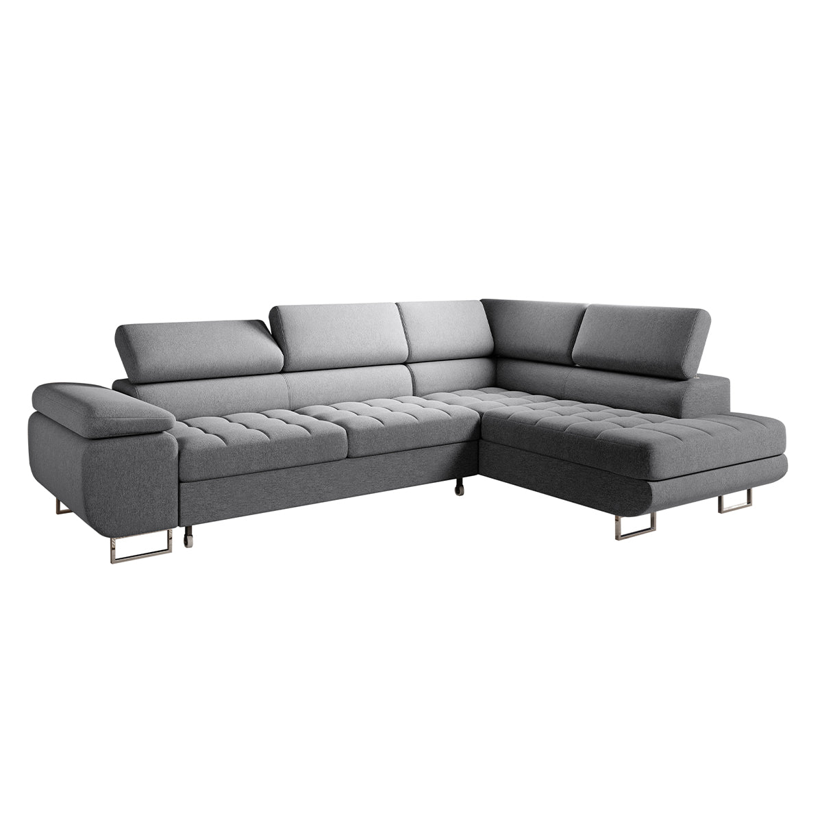 Canapé d'angle convertible droite 4 places Eden Gris anthracite