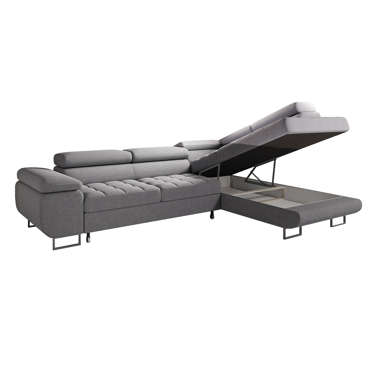 Canapé d'angle convertible droite 4 places Eden Gris anthracite - vue 3