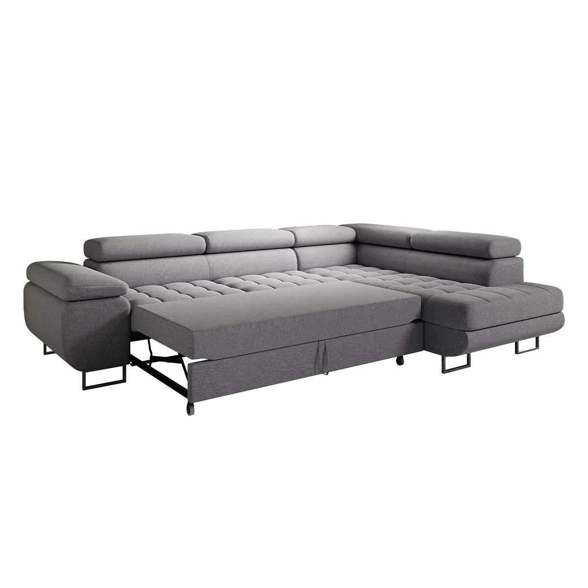 Canapé d'angle convertible droite 4 places Eden Gris anthracite - vue 4