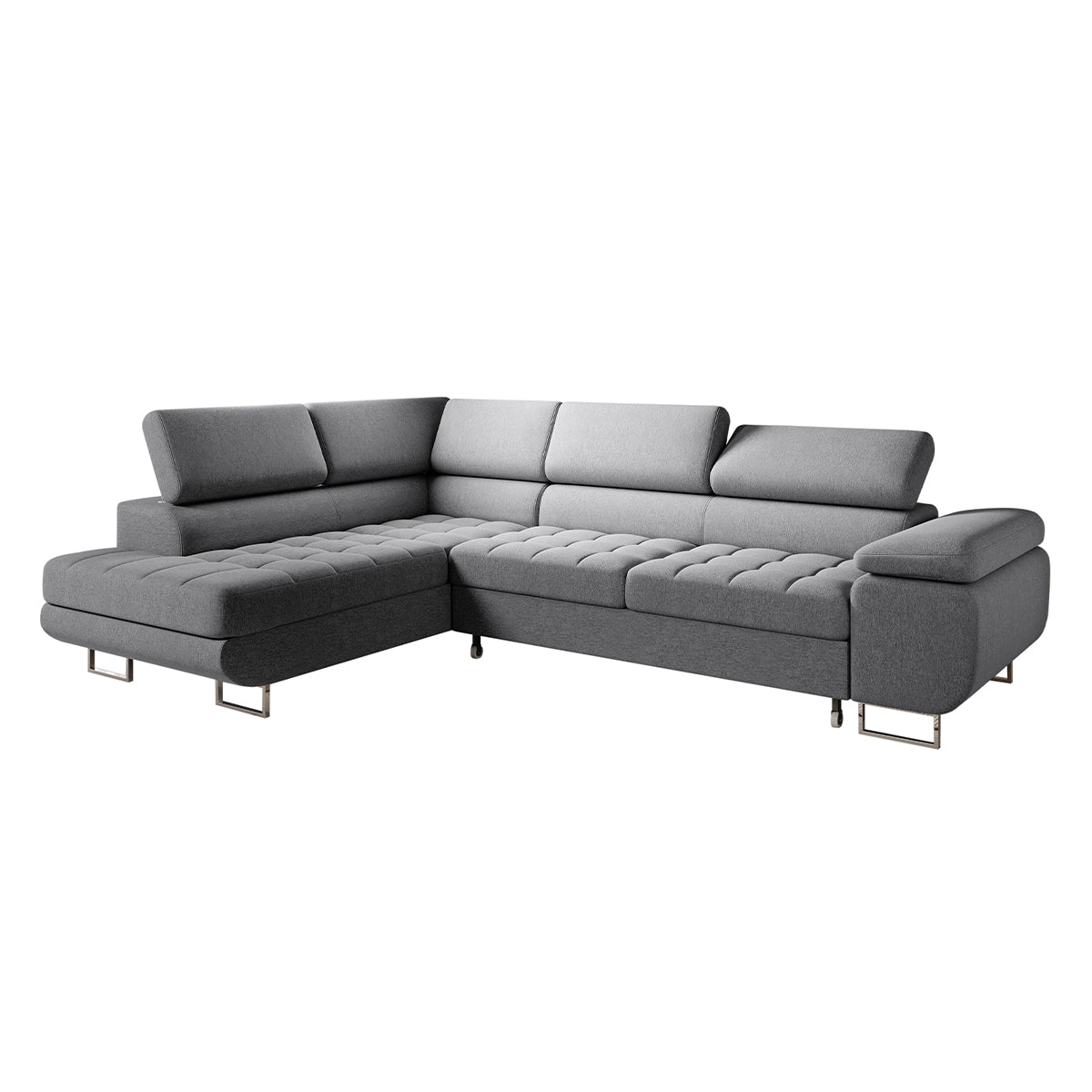 Canapé d'angle convertible gauche 4 places Eden Gris anthracite