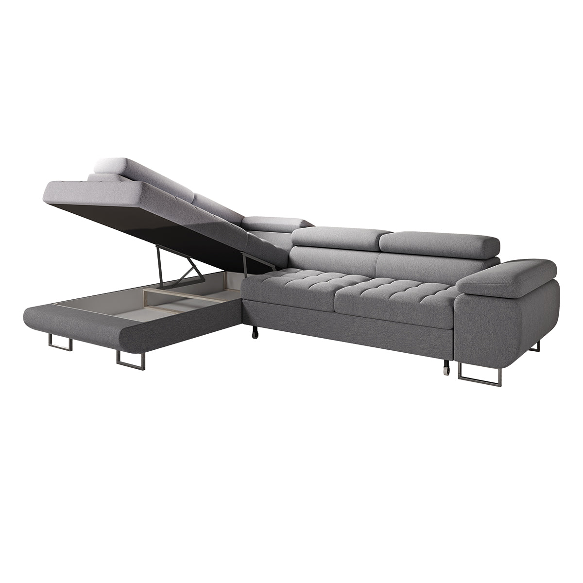 Canapé d'angle convertible gauche 4 places Eden Gris anthracite - vue 3
