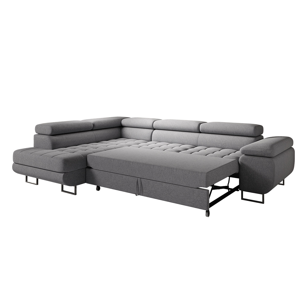 Canapé d'angle convertible gauche 4 places Eden Gris anthracite - vue 4