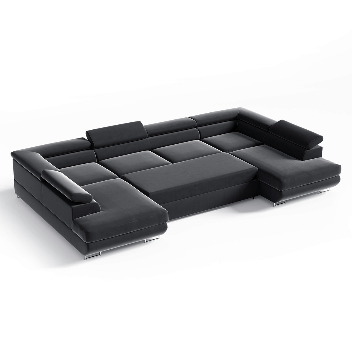 Canapé en U 5 places convertible avec coffre Lyam Gris anthracite - vue 4