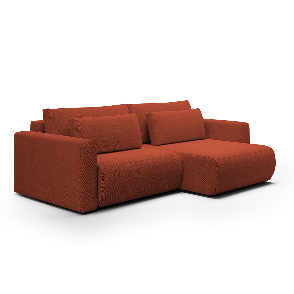 Canapé d'angle réversible convertible 3 places coffre Evy Orange Brique