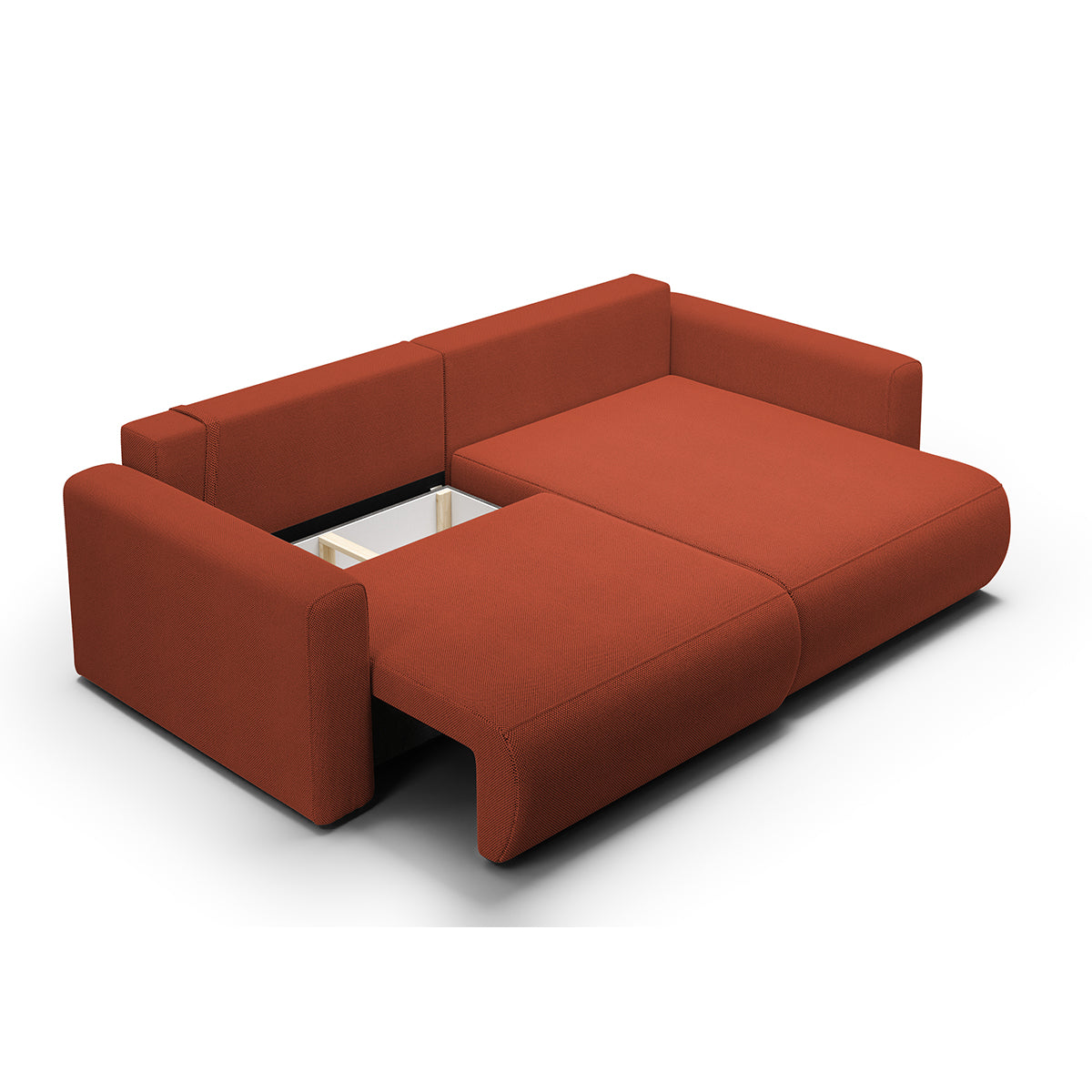 Canapé d'angle réversible convertible 3 places coffre Evy Orange Brique - vue 4