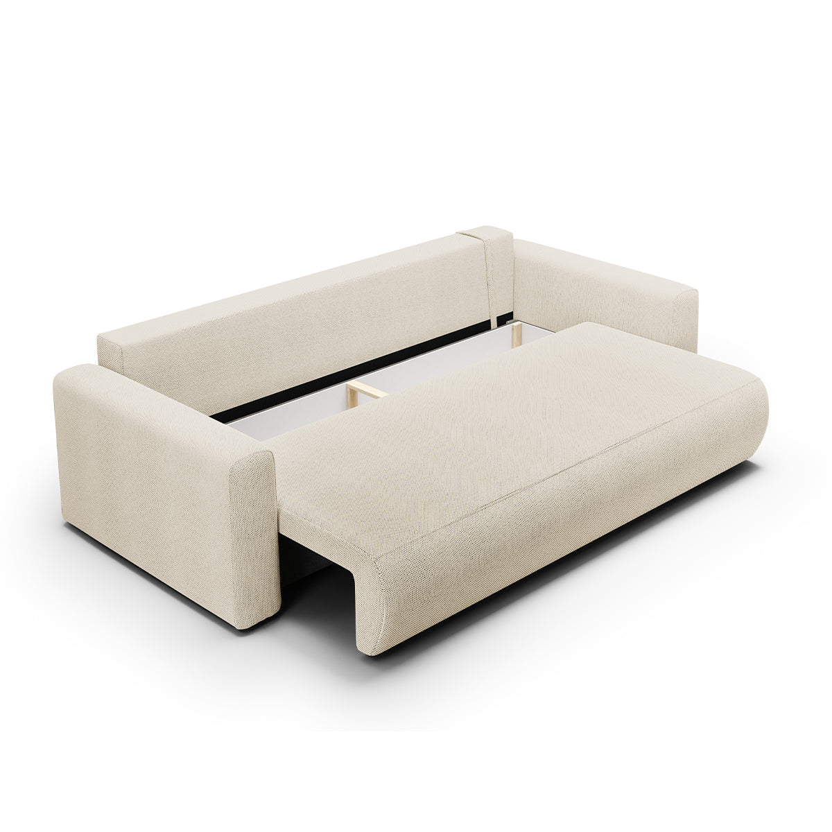 Canapé convertible 3 places coffre Evy Beige - vue 4