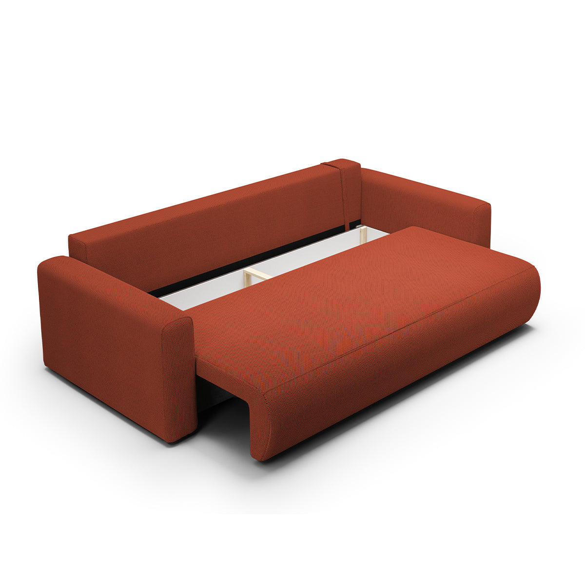 Canapé convertible 3 places coffre Evy Orange Brique - vue 4